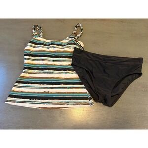 colorful tankini CROFT & BARROW   two piece swimsuit bikini size 10